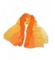 Forever Angel Women's 100% Silk Chiffon Long Scarf - Orange/Yellow - CI128CU3U2V