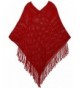 AshopZ Womens Soft Knit Shawl Wrap Fashion Tassel Edge Sweater with Sequins - Red - CY11SEVMF4N