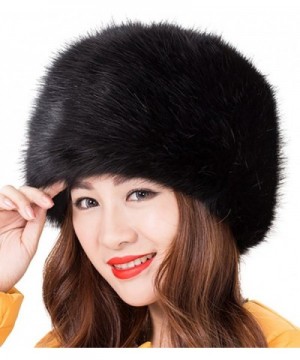 Odema Women's Warmth Furry Russian Winter Beanie Hat - Black - CJ12NZBC66H