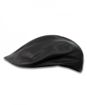 Black Oiled Leather Newsboy Medium in Men's Newsboy Caps