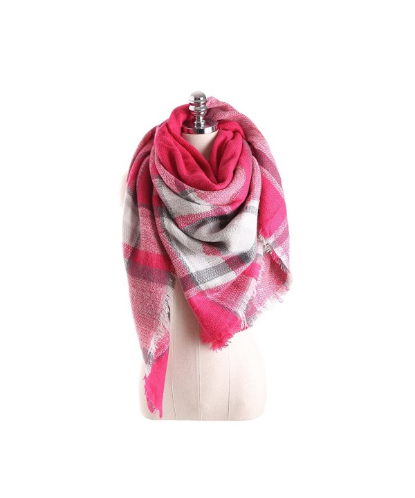 HITOP Women Tartan Scarf Stole Plaid Blanket Checked Scarves Wraps Shawl - Pink - C5186K9MQ66