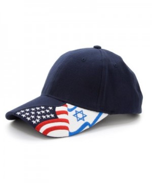 Embroidered USA and Israel flags on 100% Cotton Adjustable Baseball Cap Hat Unisex - Navy Blue - CZ11AR30X4J