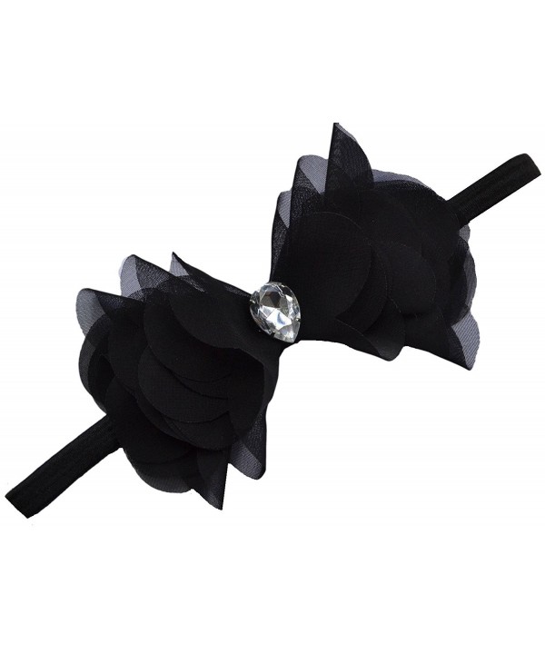 Chiffon Cone Bow Elastic Headband By Funny Girl Designs - Black - CC110958RSZ