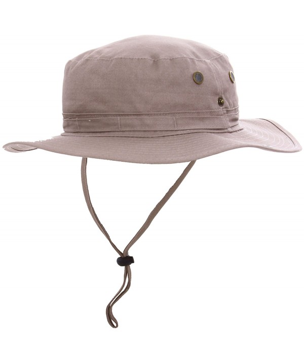 Simplicity 100% Cotton Summer Outdoor Safari Hiking / Camping Bucket Hat - Khaki - CB11EV7EM8B