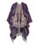 Urban CoCo Women's Printed Tassel Open front Poncho Cape Cardigan Wrap Shawl - Navy Blue-series 3 - C012N00M9D5