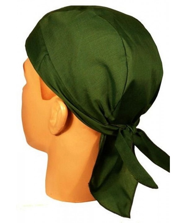 Skull Cap Biker Caps Headwraps Doo Rags - Hunter Green - CM12O74T4KY