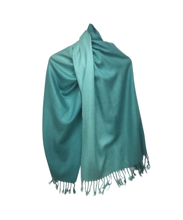 Xelitem Silk Pashmina Shaded Large Scarf Shawl Wrap - Light Blue Shade - CM17YH9Q8QZ