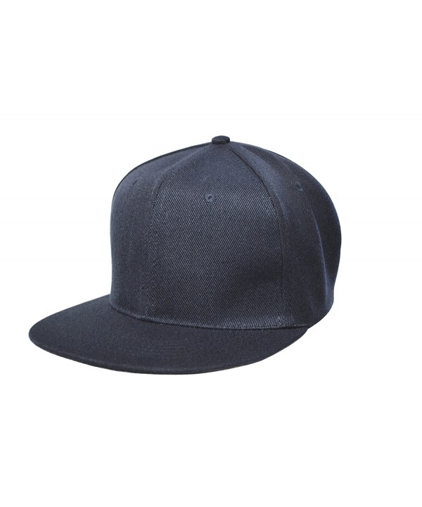 Unisex Adult Men Women Flat Bill Hat Plain Adjustable Snap Back 6 Panel Baseball Cap DF-3050 - Navy - CP1855A4RCE