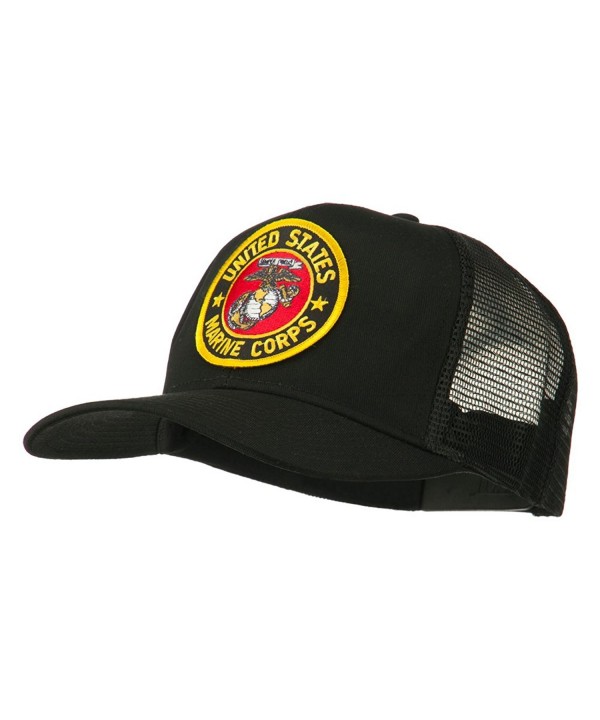 Round US Marine Corps Patched Mesh Cap - Black - CX11RNPO6W5