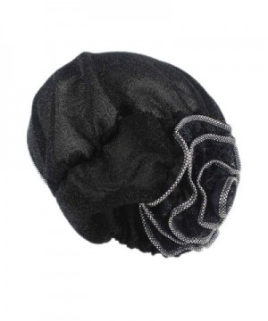 xzbailisha Women Turban Spun Gold Flower Head Covering Cap Dacron headgear - Black - CX17Z3EGRX0