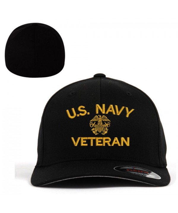 NAVY U.S. Navy Veteran Flexfit Baseball Cap Military Hat Black - C01827Q9WT5
