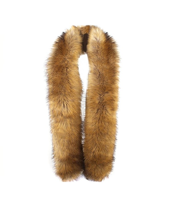 LITHER Women's Winter Faux Fake Fur Collar Scarf Wrap Shawl Shrug(70 inches long) - Natural Raccoon - C312N8PT71C