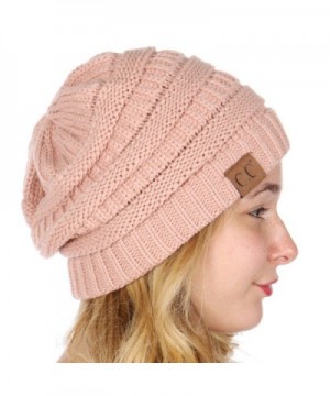 SERENITA C.C Unisex Soft Stretch Knit Oversized Beanie Cap Hat - Indi Pink - CB188LIYAEZ