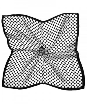 White Black Spotted Printed Fine Small Silk Square Scarf - CQ17X63AU6Z