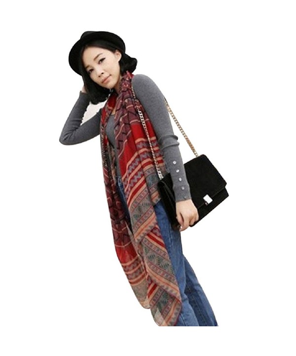 Tonsee 1PC Korean National Wind Printing Scarf Shawls Dual Long Paragraph Cotton Scarf For Women (Red) - CM125DG79AP