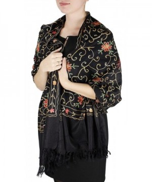 Elegantly Embroidered Floral Design Pashmina