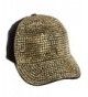 Crystal Case Fully Studded Rhinestone Adjustable Cotton Baseball Cap Hat - Black - Gold - C011NXBCH47