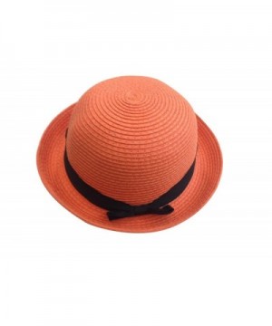 JTC Bowler Short Roll up Brim Sun Cap Bucket Hat with Bow Visor Prop Outfit - Orange - CW11KF2FLW7