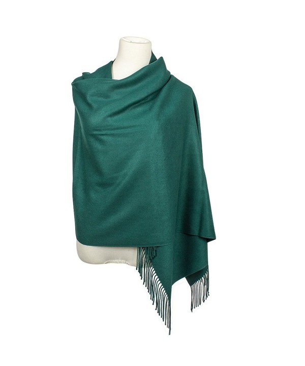 Colleer Pashmina Style Wrap Scarf Solid Colour Shawl Pure Cashmere - All Seasons - Green - CF188IIGXS4