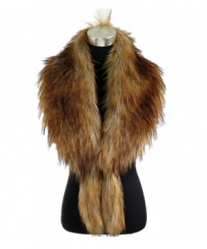 Super-long Faux fox fur raccoon fur upscale warm long scarf Jacket Shawl Shrug - Coffee - CF127DZA2YT