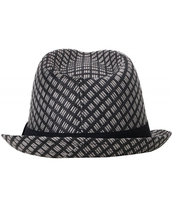 Summer Beach Straw Fedora Hat w/ Solid Hat Band - Black - CX1804O6Z2M