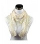 DDLBiz Lace Tassel Sheer Burntout Floral Print Triangle Mantilla Scarf Shawl - Beige - C112NH3PFOP