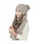Winter Hat Scarf Cute Knit Crochet Beanies Cap Hats For Women - Beige - C912N8OY4TL