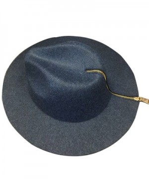 NE Norboe Men Women's Wide Brim Concave Panama Hat Luxury Zipper Wool Fedoras Cap - Blue - CO186L6WOO9