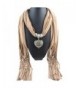 Besde Fashion Women Lady Winter Heart Gemstone Necklace Scarf Lady Tassel Warm - Khaki - CS12NURV73H