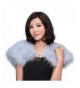 PATTONJIOE Short Ostrich Fur Wrap Shawl for Bridal Wedding Dress - Gray - CP12ODPF8WY