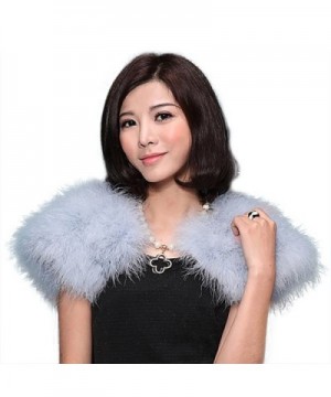 PATTONJIOE Short Ostrich Fur Wrap Shawl for Bridal Wedding Dress - Gray - CP12ODPF8WY