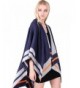 MissShorthair Womens Blanket Poncho Cape Oversized Reversible Stripe Shawl Wrap Cardigans - Navy - C512LXK5TNF
