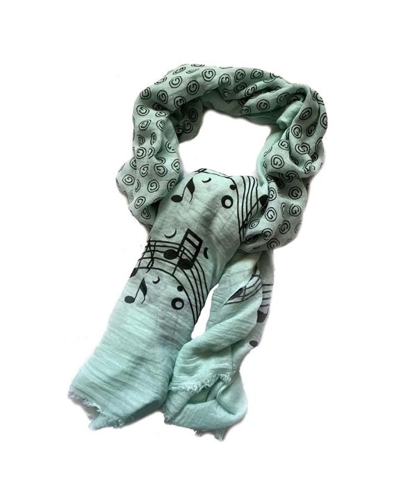 Music Note Scarf - Mint Sea Green Print: Gift for Music Teacher or College Student - CV11YL5S7DT