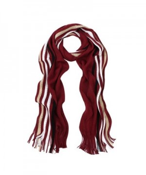 Classic Premium Unisex Striped Winter Knit Fringe Scarf - Different Colors - V6 - C4127NGB60X