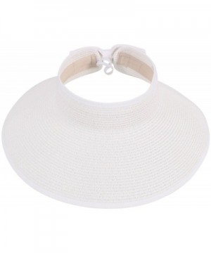 Simplicity Women's Summer Foldable Straw Sun Visor w/ Cute Bowtie - 283_white - CT11Y8FQZ13