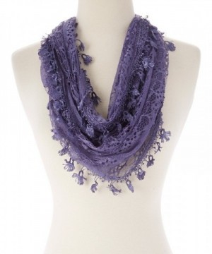 Tan's Women Lightweight Delicate Lace Infinity Scarf with Teardrop Fringes - 4 MediumPurple - C712HWAV1CH