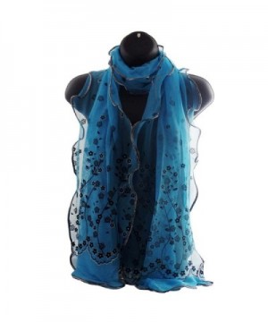 Womens Elegant Flower Shaped Blue Scarf Wrap - Light Blue - CN12D7P4BZB