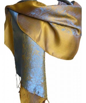 Fandori Silk Scarf with Contrasting Color-Blue and Gold - CO113OI9XJV