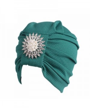 Fabal Women Lace Flower Turban Beanie Hat Bonnet Chemo Cap Muslim Scarf Hijab Lslamic Turbante - Green - CD184AAHD90