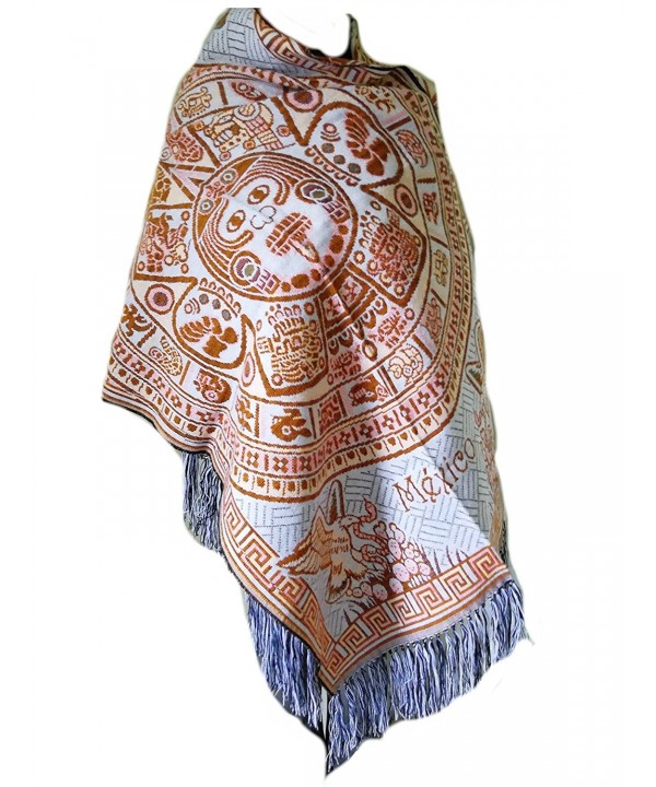 Typical Women's Mexican Rebozo Shawl - Brown/Blue - CF186WA4WKH