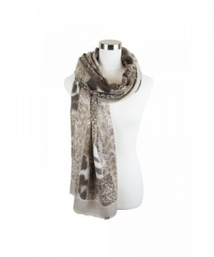 Womens Animal Color Block Pattern Printed Elegant and Soft Viscose Oblong Scarf - Taupe - CM1852HXG8Y