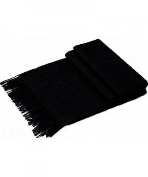 100% LAMBSWOOL PLAID SCARFS INFINITY WINTER DARK GREY CASHMERE FEEL LONG TARTAN SOLID COLOR WINTER - Black - CF189IW0ZU8