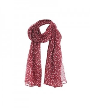 Women Ladies Stars Print Pattern Lace Long Scarf Warm Wrap Shawl - Red - C9188UNTL0T