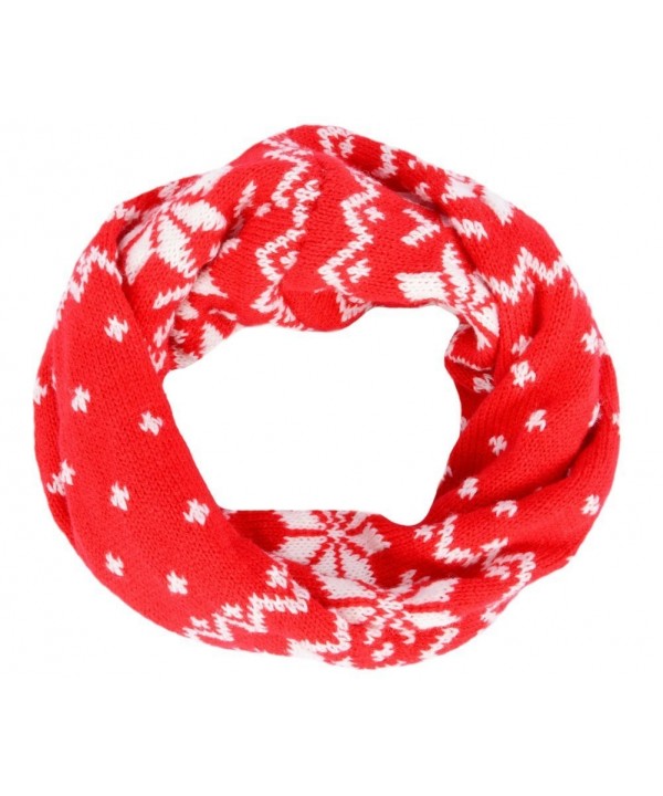 EUBUY Knitted Snowflake Style Winter Neck Warmer Circle Loop Scarf Scarves Wrap For Baby Toddler Kids(Red) - Red - CJ11PSQ69TT