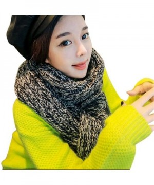 Unisex Mixed Color Wool Knitted Scarf Lovers Thickening Warm Extra Long Wrap Collar - Grey - CB12MFXTP2P