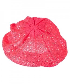 Sequin Nylon Stretchable Beret Fuchsia