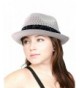 NYFASHION101 Solid Color Straw Woven Paisley Band Vented Unisex Fedora Hat - White - CF11Y7EKNCH