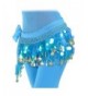 Women's Chiffon Belly Dancing Hip Scarf for Shimmy 1000 Shining Coins - Turquoise - CU186HHEMT3