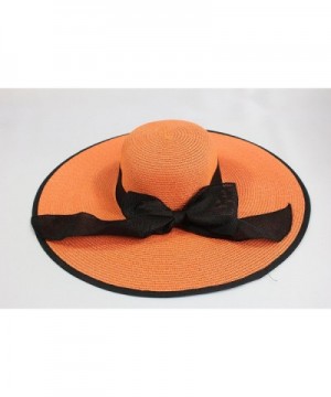 Women Floppy Bowknot Straw Orange