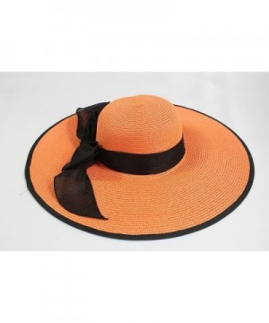 Women Floppy Bowknot Straw Orange in Women's Sun Hats